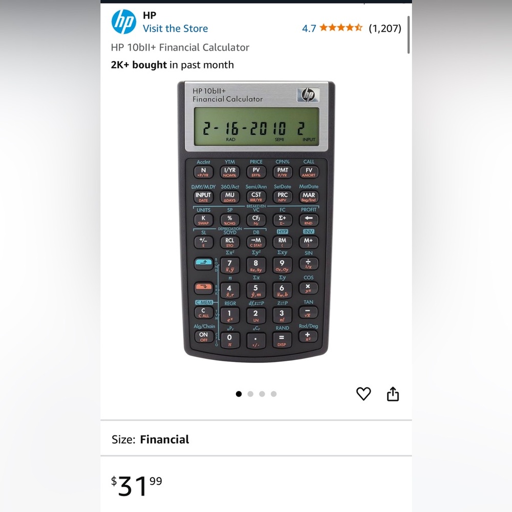 HP 10bII+ Financial Calculator